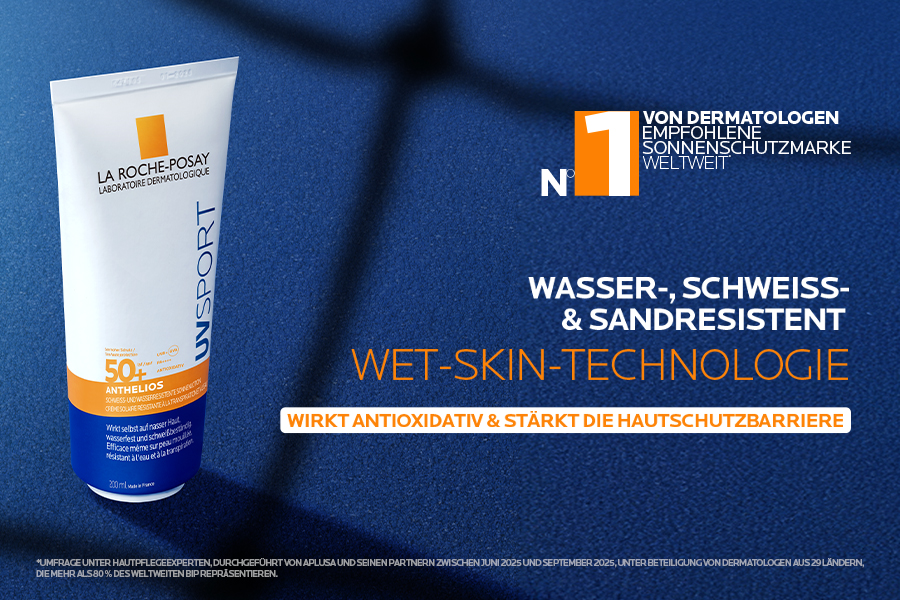 La Roche Posay Anthelios UV Sport Gel LSF 50+ Tube. Nr. 1 von Dermatologen empfohlene Marke. Wet-Skin-Technologie.